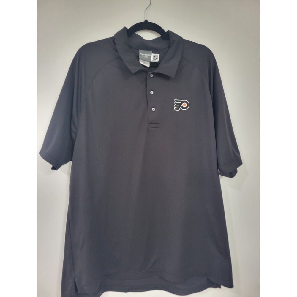 Philadelphia Flyers NHL Reebock Men's Black Polo Shirt ‎ Large Logo